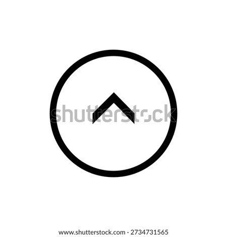 A black up arrow chevron icon enclosed within a circle, symbolizing upward navigation or scrolling in a digital user interface.