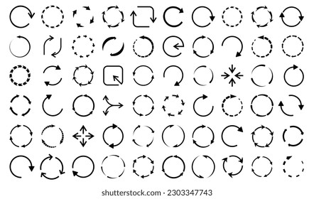 Black arrow collection. Circular arrow icons. Set of black arrow