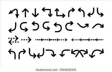 Black arrow collection vector design icon set on white background.