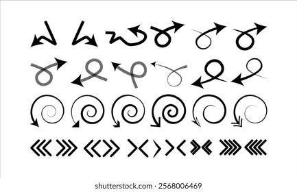 Black arrow collection vector design icon set on white background.