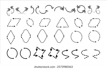Black arrow collection vector design icon set on white background.