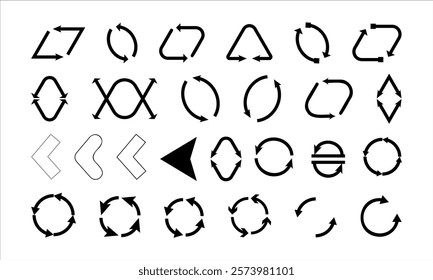 Black arrow collection vector design icon set on white background.