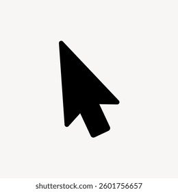 Black arrow cursor icon on a white background. Simple cursor design. Arrow cursor pointing upwards. Minimalist cursor symbol. User interface icon vector.