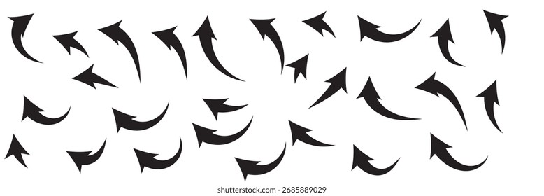 Vector de dirección de curva de flecha negra. Conjunto de Vector de icono de curva larga. conjunto de iconos de flecha larga. Ilustración vectorial de flecha de curva. Flecha curva o arco. Diseño eps 10
