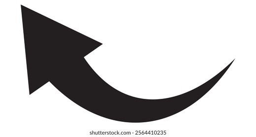 Black arrow. Curved arrow. Arrow sign. curved arrow direction sign icon illustration design. 