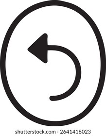 A black arrow curving to the left, enclosed within a black circle, on a white background, symbolizing return or undo.