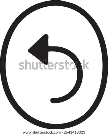 A black arrow curving to the left, enclosed within a black circle, on a white background, symbolizing return or undo.