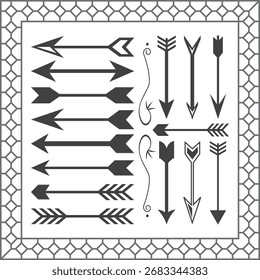 Colección de Diseños de flecha negra Varias Formas y conjunto de Elementos de Vector de flecha para proyectos creativos y fondo blanco