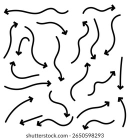Black arrow doodle collection. Hand drawn arrow elements.