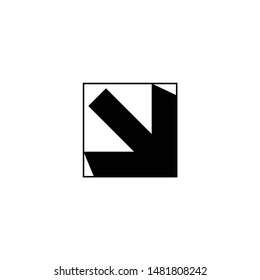 black arrow download squared on a white background