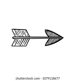 Black Arrow drawn by hand in doodle marker brush style