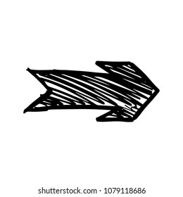 Black Arrow drawn by hand in doodle marker brush style