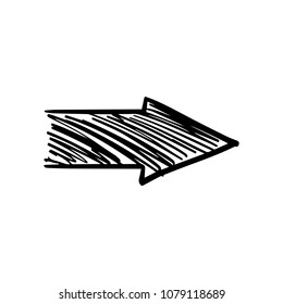 Black Arrow drawn by hand in doodle marker brush style
