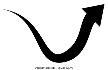 black arrow flat style icon. arrow icon for your website design, logo, app, ui. arrow indicated the direction symbol. curved arrow sign.