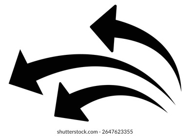black arrow flat style icon on isolated  background. arrow icon for your website design, logo, app, ui. curved arrow sign. vector illustration eps 10.