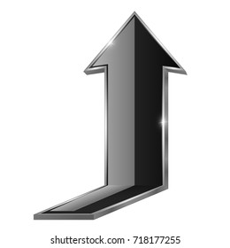 Black UP arrow. Folded 3d sign. Vector illustration isolated on white background