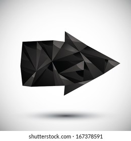 Black arrow geometric icon made in 3d modern style, best for use as symbol or design element for wb or print layouts.