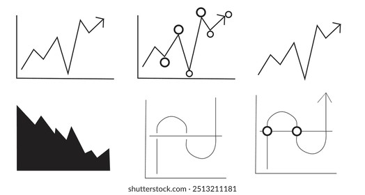 black arrow up graph icon set. business growth symbol. isolated on a white background. vector illustration in flat style modern design.