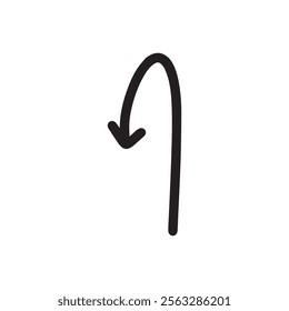 Black arrow grunge or scribble element isolated on white background