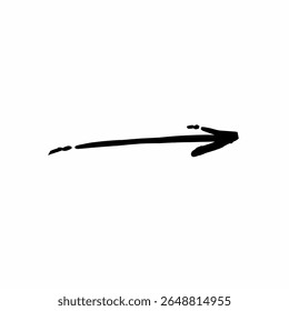 Black arrow hand drawn isolated on white background