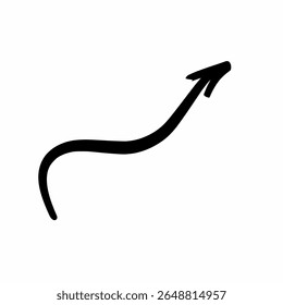 Black arrow hand drawn isolated on white background