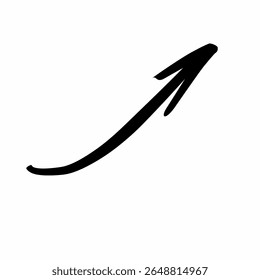 Mão de seta preta desenhada isolada sobre fundo branco