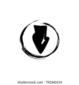 black arrow icon.