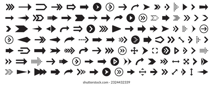 Black arrow icon collection. Set of arrow button. Arrow direction icon collection. Set of interface arrow icons