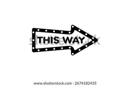 Black arrow icon with dots and clear text guides direction effectively and simply.