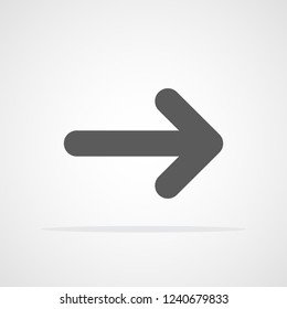 Black arrow icon in flat style. Vector illustration. Arrow to right, isolated on light background.