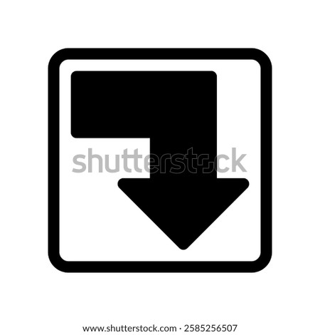 Black Arrow Icon Indicating Direction Inside a Square Design