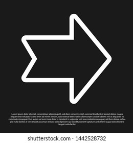 Black Arrow icon isolated on black background. Direction Arrowhead symbol. Navigation pointer sign.  Vector Illustration