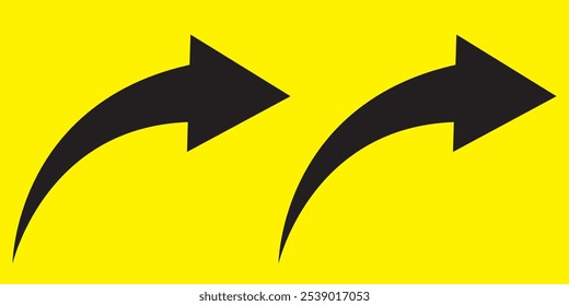 Black arrow icon isolated on white background. Horizontal dual long straight , right and left side arrow signs. Arrow indicated the direction symbol. Curved and straight arrow icon vector.