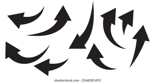 Black arrow icon isolated on white background. Horizontal dual long straight , right and left side arrow signs. Arrow indicated the direction symbol. Curved and straight arrow icon vector.