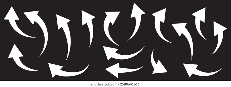 Black arrow icon isolated on white background. Horizontal dual long straight , right and left side arrow signs. Arrow indicated the direction symbol. Curved and straight arrow icon vector