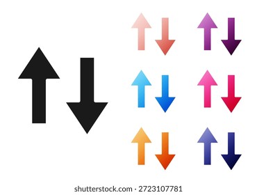 Black Arrow icon isolated on white background. Direction Arrowhead symbol. Navigation pointer sign. Set icons colorful. Vector