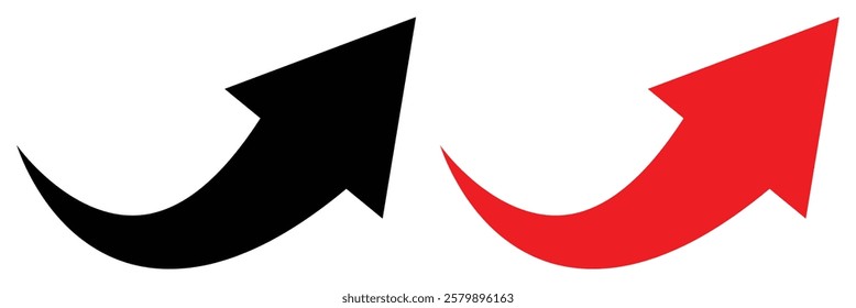 Black arrow icon on isolated background. Flat style arrow icon for your website, design, logo, app, UI. Curved arrow icon set vector illustration.