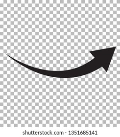 black arrow icon on transparent background. flat style. arrow icon for your web site design, logo, app, UI. arrow indicated the direction symbol. curved arrow sign.