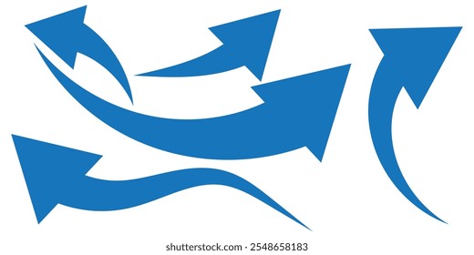 Black arrow icon on transparent background. Flat style arrow icon for your website, design, logo, app, UI., curved arrow sign.