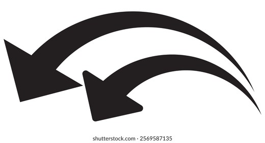 Black arrow icon on transparent background. Flat style arrow icon for your website, design, logo, app, UI., curved arrow sign.
