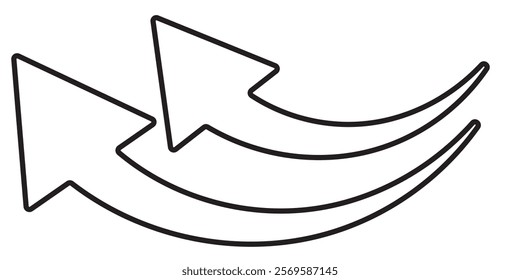 Black arrow icon on transparent background. Flat style arrow icon for your website, design, logo, app, UI., curved arrow sign.