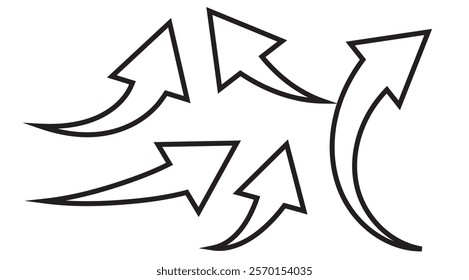 Black arrow icon on transparent background. Flat style arrow icon for your website, design, logo, app,  curved arrow sign. design eps 10 