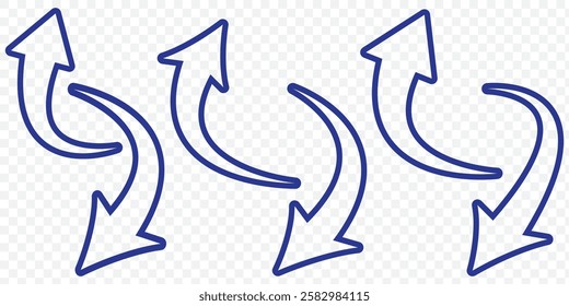 Black arrow icon on transparent background. Flat style arrow icon for your website, design, logo, app, UI., curved arrow sign. Eps 10.