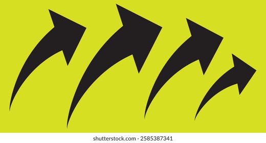 Black arrow icon on transparent background. Flat style arrow icon for your website, design, logo, app, UI., curved arrow sign.