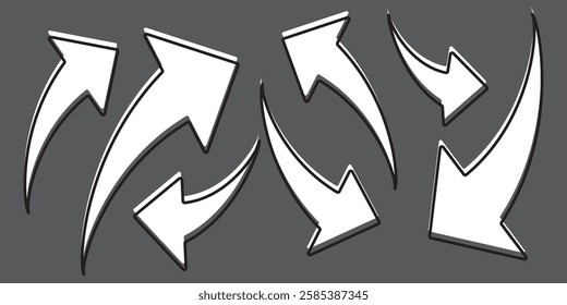 Black arrow icon on transparent background. Flat style arrow icon for your website, design, logo, app, UI., curved arrow sign.