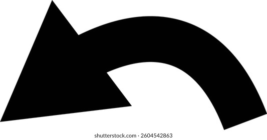 Black arrow icon on transparent background. Flat style arrow icon for your website, design, logo, app, UI., curved arrow sign