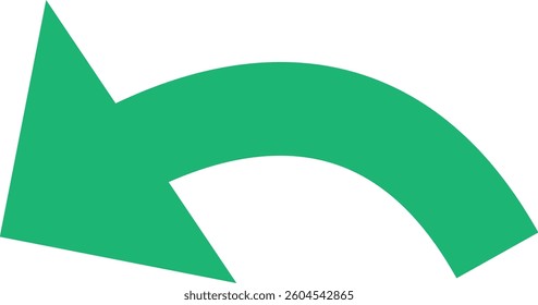 Black arrow icon on transparent background. Flat style arrow icon for your website, design, logo, app, UI., curved arrow sign