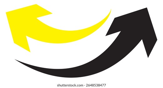 Black arrow icon on transparent background. Flat style arrow icon for your website, design, logo, app, UI., curved arrow sign.