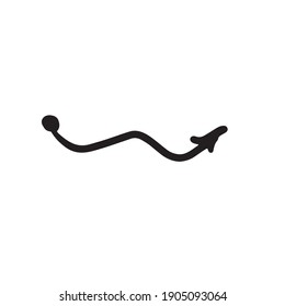 black arrow icon on a white background. With hearts, dots. Flat style. arrow icon for your website design, logo, app, ui. the arrow points to the direction symbol. curved arrow.