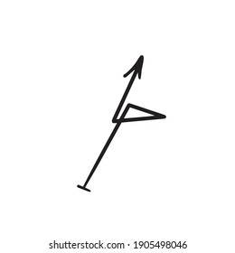 black arrow icon on a white background. With hearts, dots. Flat style. arrow icon for your website design, logo, app, ui. the arrow points to the direction symbol. curved arrow.